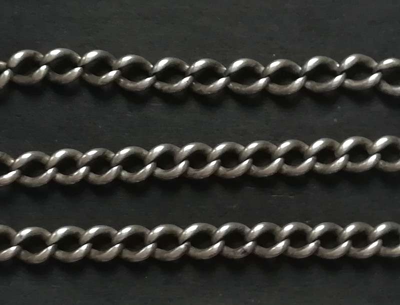 STERLING SILVER FOB CHAIN ALL LINKS MARKED 5 X 490MM 28.7 GRAMS