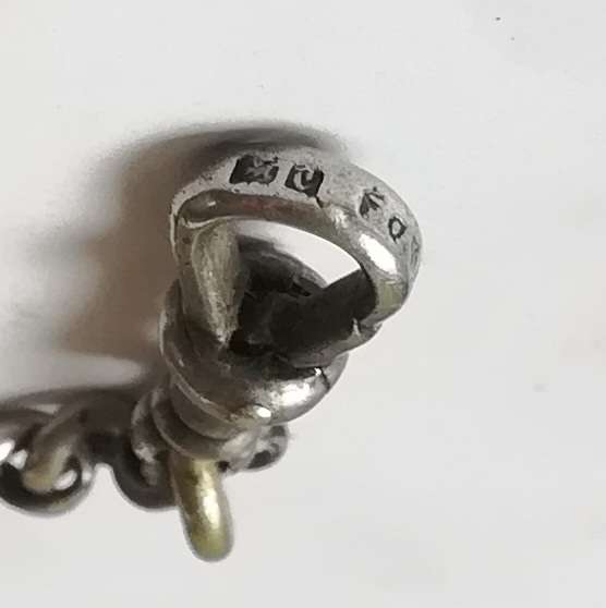 STERLING SILVER FOB CHAIN ALL LINKS MARKED 5 X 490MM 28.7 GRAMS