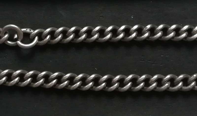 STERLING SILVER FOB CHAIN BIRMINGHAM 1929 ALL LINKS MARKED 5X250MM 26 GRAMS