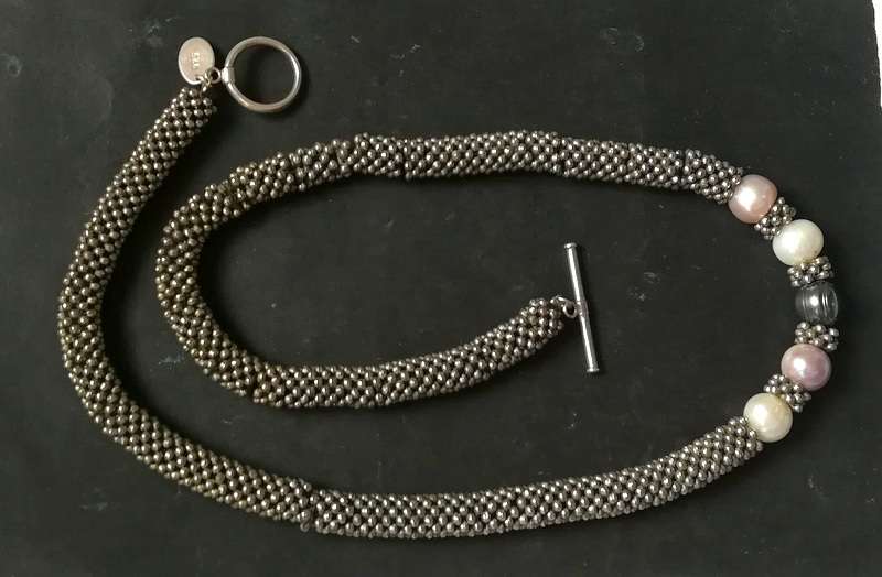 KITALE - STERLING SILVER AND FRESHWATER OEARLS NECKLAE 7 X 440MM 67 GRAMS