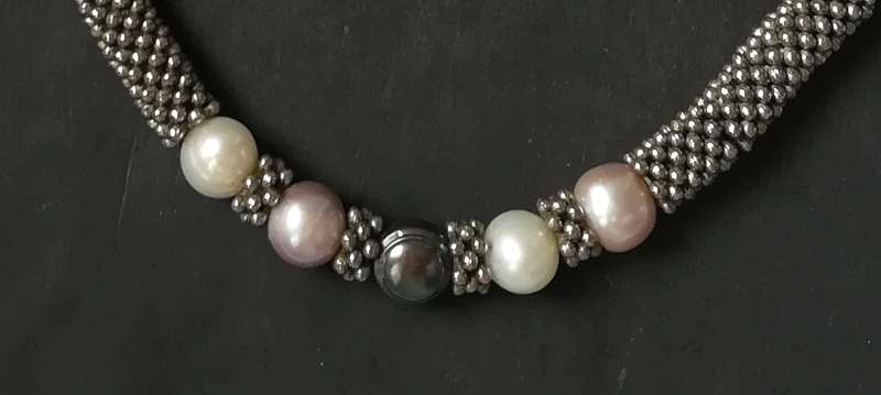 KITALE - STERLING SILVER AND FRESHWATER OEARLS NECKLAE 7 X 440MM 67 GRAMS