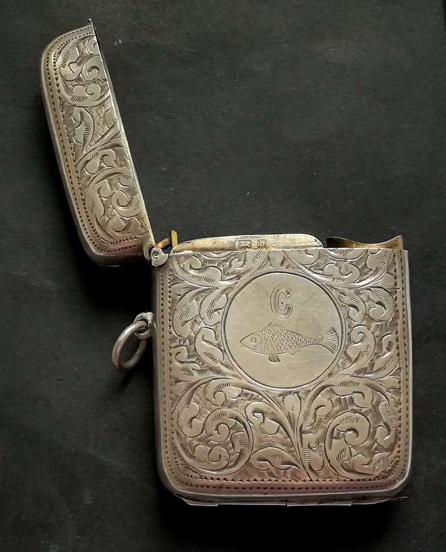 **RARE** BIRMINGHAM 1901 VESTA CASE/PHOTO FRAME?CHEROOT HOLDER COMBINATION 42X52MM 48.8 GRAMS