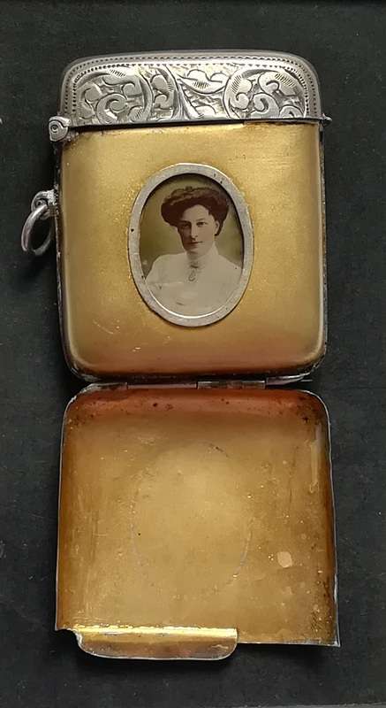 **RARE** BIRMINGHAM 1901 VESTA CASE/PHOTO FRAME?CHEROOT HOLDER COMBINATION 42X52MM 48.8 GRAMS