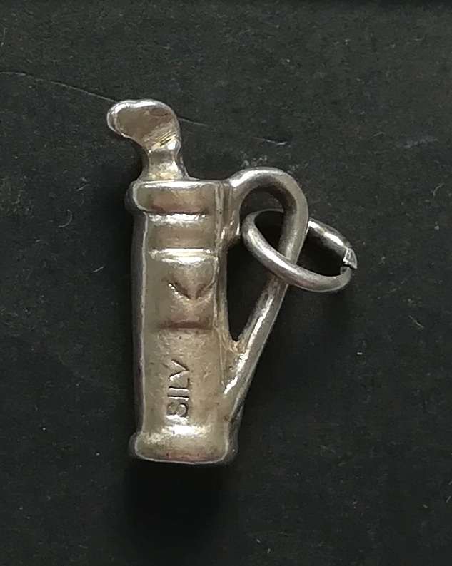 STERLING SILVER CHARM/PENDANT *GOLF BAG* 12X20MM 5 GRAMS