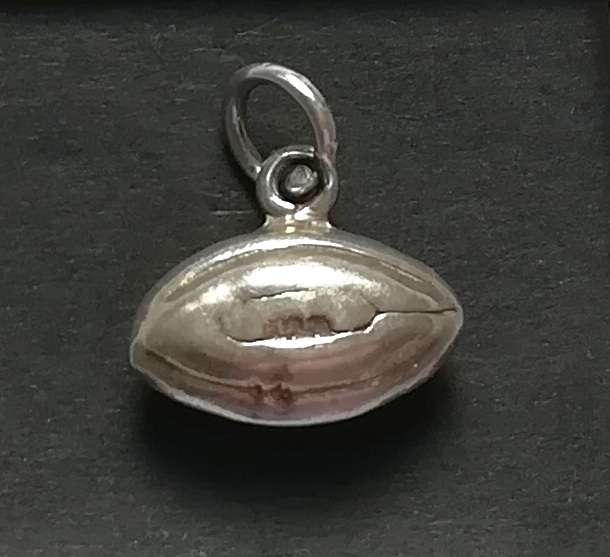 STERLING SILVER CHARM *RUGBY BALL* 10X15MM 5 GRAMS