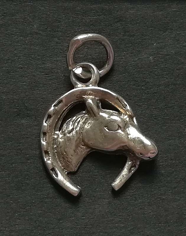 STERLING SILVER CHARM *HORSE AND SHOE* 15X15MM 2 GRAMS