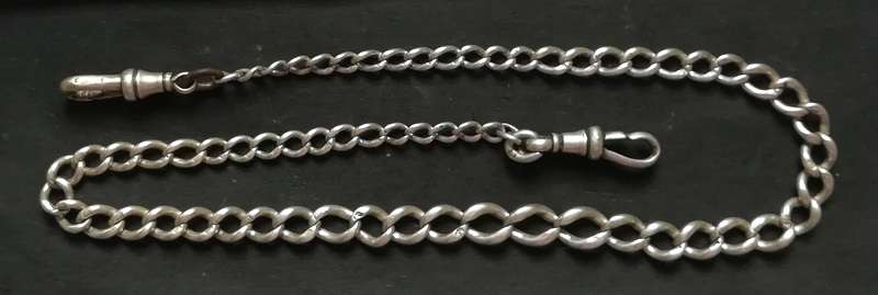 STERLING SILVER FOB CHAIN - ALL LINKS MARKED 3 X 350MM 16.1 GRAMS