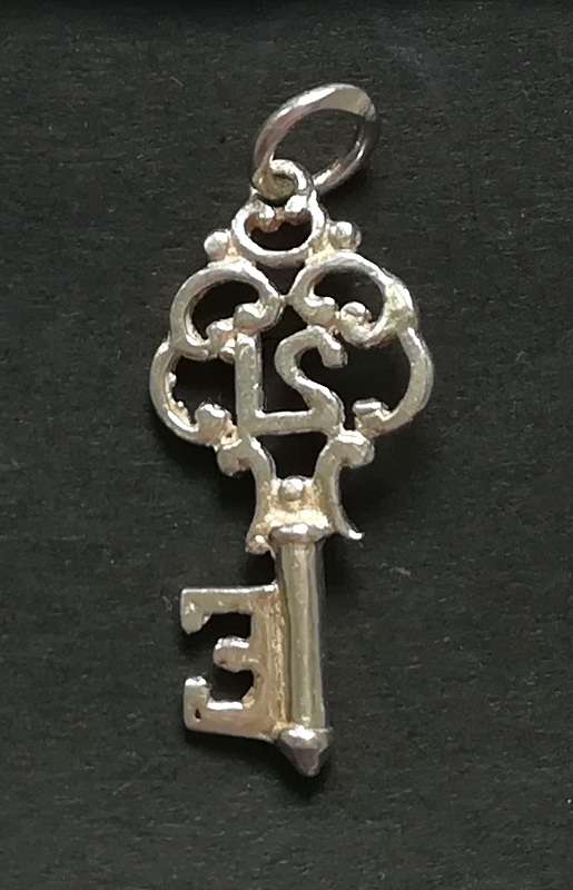 STERLING SILVER CHARM/PENDANT *21 ST KEY* 12X25MM 1.3 GRAMS