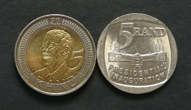 MANDELA 5 RAND COMBO 2008 + 1994 (2 COINS)