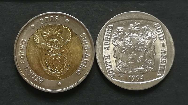 MANDELA 5 RAND COMBO 2008 + 1994 (2 COINS)