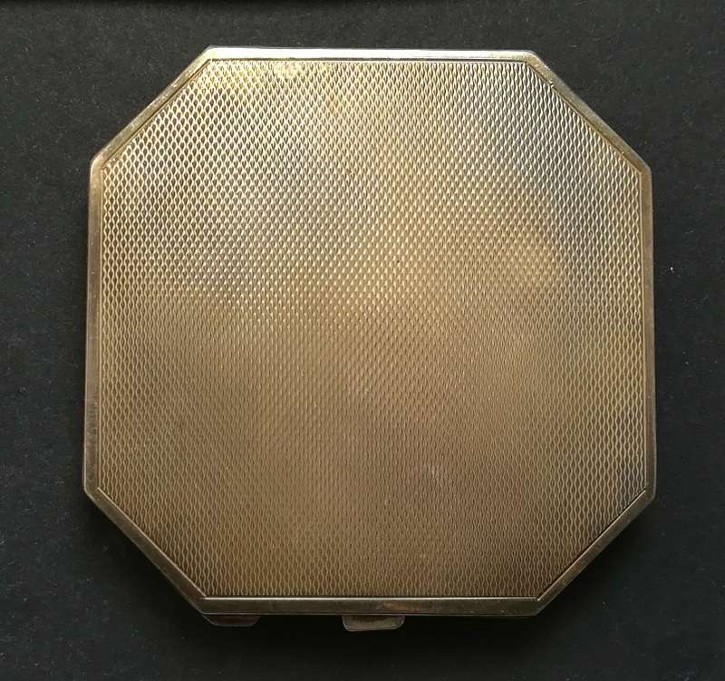 ART DECO STERLING SILVER + ENAMEL POWDER COMPACT BIRMINGHAM 1922 72X72MM 87 GRAMS