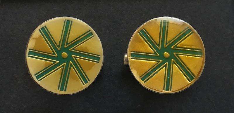 STERLING SILVER + ENAMEL BIRMINGHAM 1957 CUFFLINKS 18MM 9.3 GRAMS