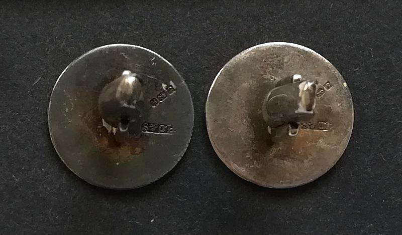 STERLING SILVER + ENAMEL BIRMINGHAM 1957 CUFFLINKS 18MM 9.3 GRAMS
