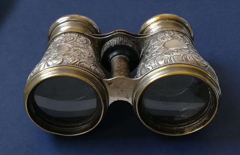 BIRMINGHAM 1893 SILVER CASING LE JOCKEY CLUB BINOCULARS *WEAR - SEE PICS* 80X110MM
