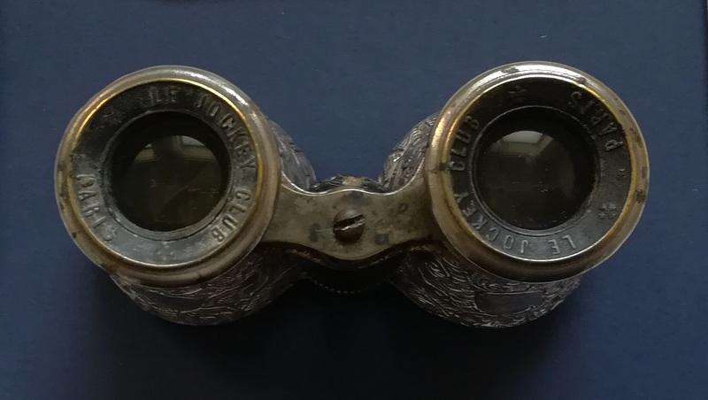 BIRMINGHAM 1893 SILVER CASING LE JOCKEY CLUB BINOCULARS *WEAR - SEE PICS* 80X110MM