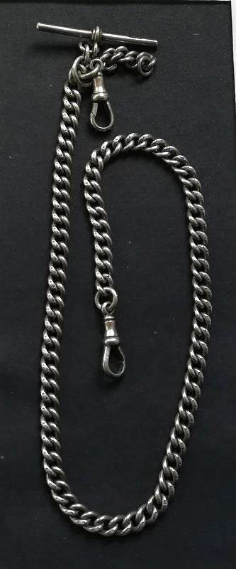 STERLING SILVER FOB CHAIN *ALL LINKS MARKED* 400+30MM 49.7 GRAMS