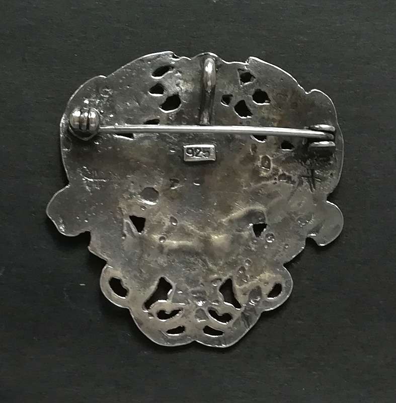 STERLING SILVER ART NOUEAU PENDANT/BROOCH 36X36MM