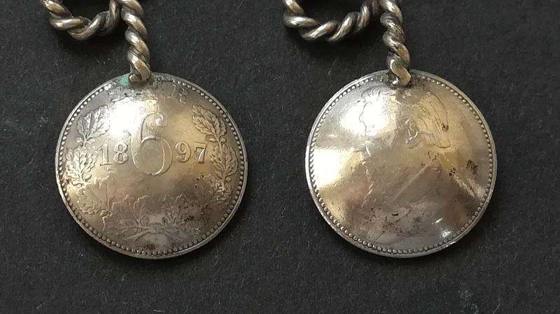 ZAR 1897 6 PENCE-PAIR SALT/MUSTARD SPOONS 50MM