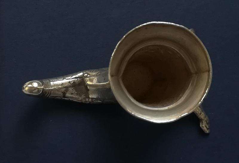 NORWAY STERLING SILVER SALT AND PEPPER-HORN SHAKER/VIKING BOAT 35 GRAMS *WITHOUT LINER*