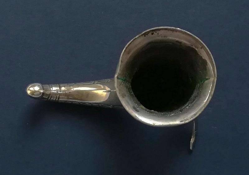 NORWAY STERLING SILVER SALT AND PEPPER-HORN SHAKER/VIKING BOAT 33.8 GRAMS *WITHOUT LINER*