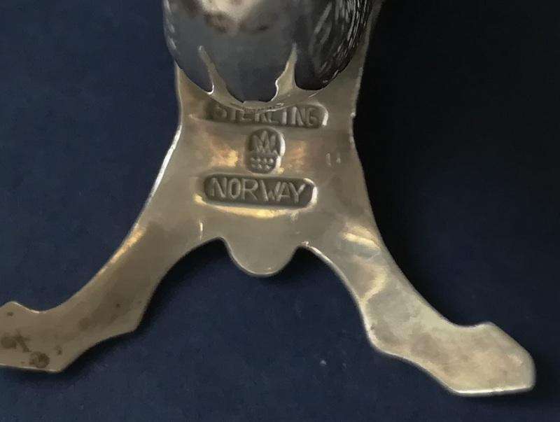 NORWAY STERLING SILVER SALT AND PEPPER-HORN SHAKER/VIKING BOAT 33.8 GRAMS *WITHOUT LINER*