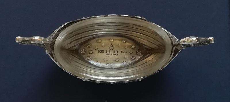 NORWAY STERLING SILVER VIKING SHIP SALT 30X40X80MM 16.4 GRAMS *WITHOUT LINER*