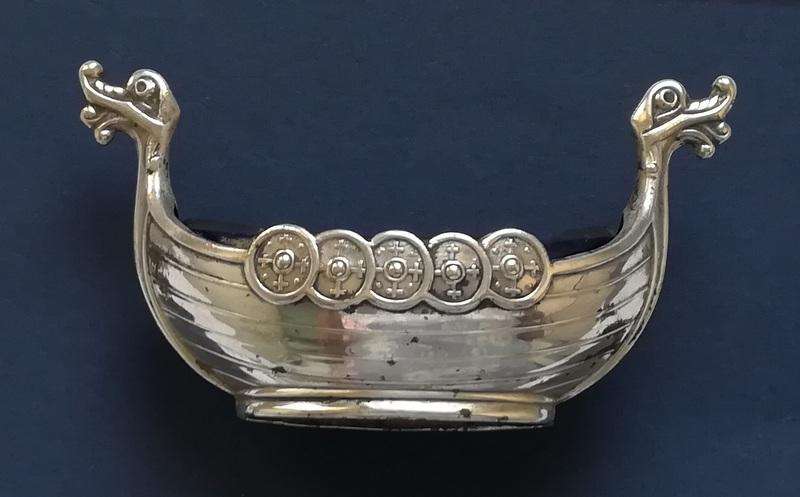 NORWAY STERLING SILVER VIKING SHIP SALT 30X40X80MM 16.6 GRAMS *WITHOUT LINER* *HIPON LINER*
