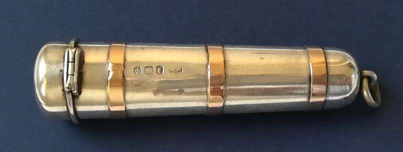 STERLING SILVER 9K BANDS SHEFFIELD 1923 CHEROOT HOLDER 80MM **RARE** 33.9 GRAMS