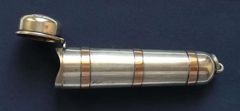 STERLING SILVER 9K BANDS SHEFFIELD 1923 CHEROOT HOLDER 80MM **RARE** 33.9 GRAMS