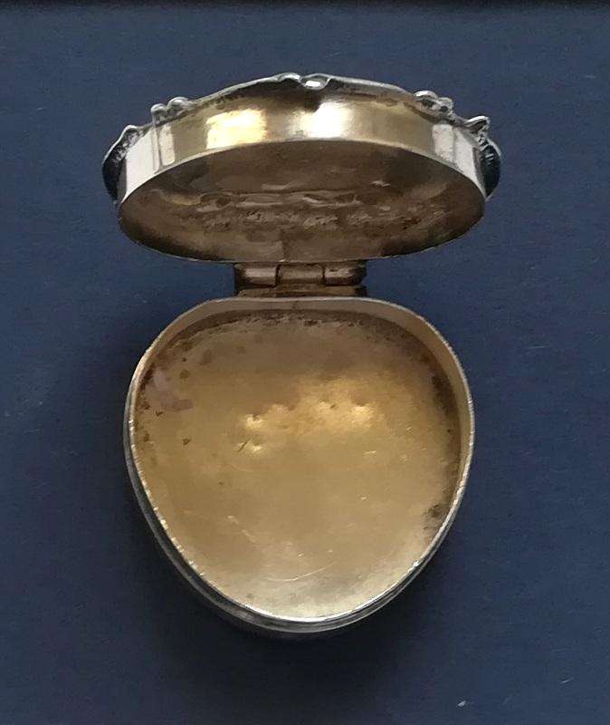STERLING SILVER AND TURQUOISE HEART SHAPE PILL BOX 36X36MM