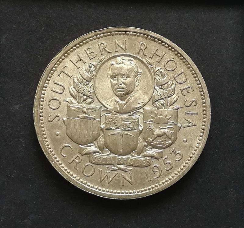 SOUTHERN RHODESIA 1953 SILVER CROWN **EXCELLENT**