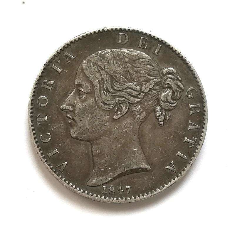 GREAT BRITAIN 1847 SILVER CROWN *DING TO RIM*