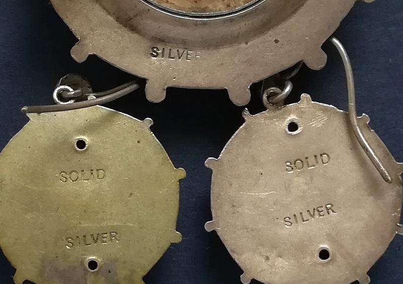 STERLING SILVER BROOH 37MM AND EARRINGS 22MM