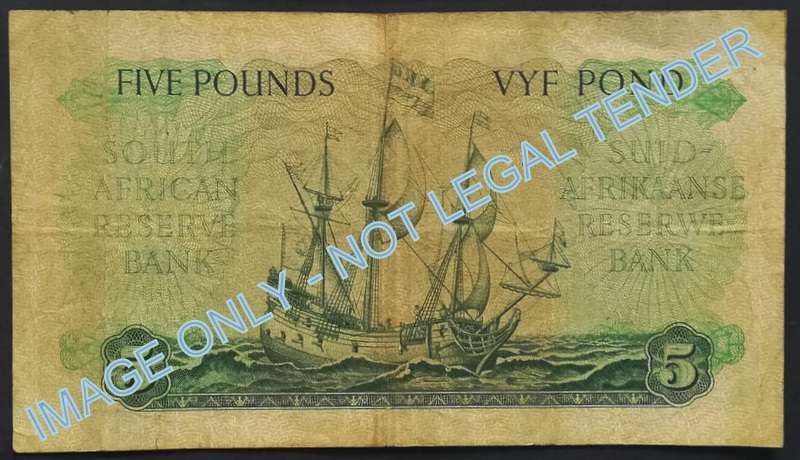 M H DE KOCK 1959 5 POUNDS NOTE