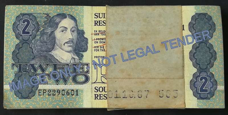 GERHARD DE KOCK 2 RAND *3RD ISSUE* 100 NOTES SEQUENCE **BANK BAND** STACK