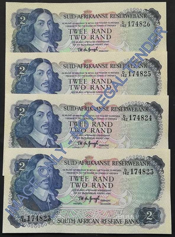 T W DE JONGH 2 RAND 2ND ISSUE *4 NOTES SEQUENCE*