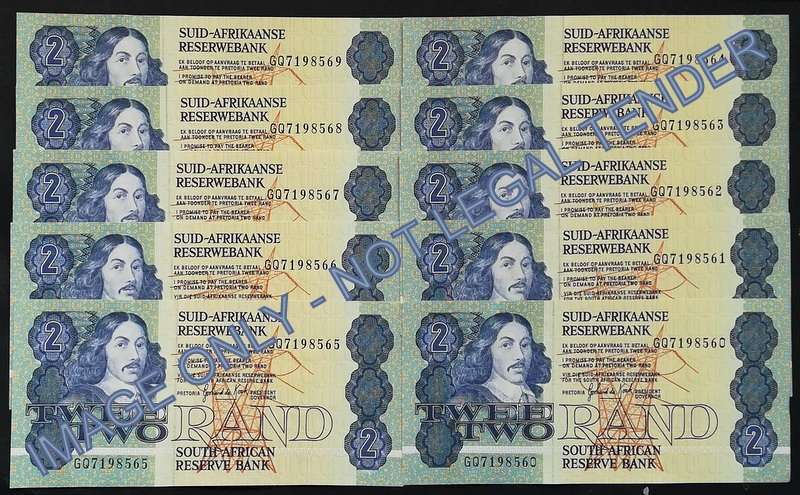 GERHARD DE KOCK 2 RAND 3RD ISSUE *10 NOTES SEQUENE*