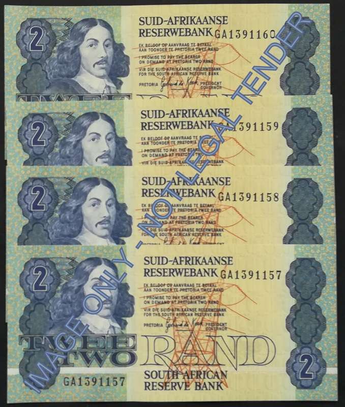 GERHARD DE KOCK 2 RAND 3RD ISSUE *4 NOTES SEQUENE*
