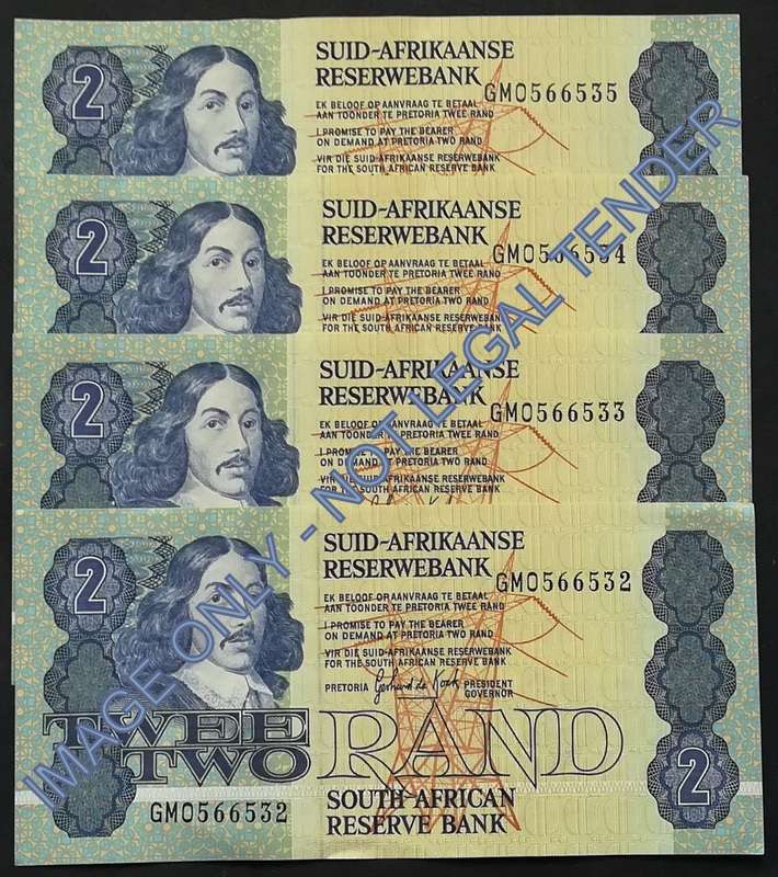 GERHARD DE KOCK 2 RAND 3RD ISSUE *4 NOTES SEQUENE*