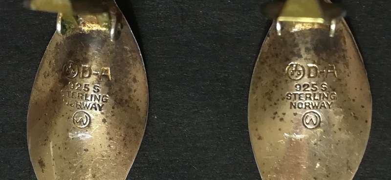 STERLING SILVERAND ENAMEL *NORWAY DAVID ANDERSON* EARRINGS 10X30MM