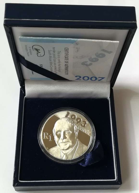 RSA 2007 PROOF SILVER 1 RAND *DE KLERK*