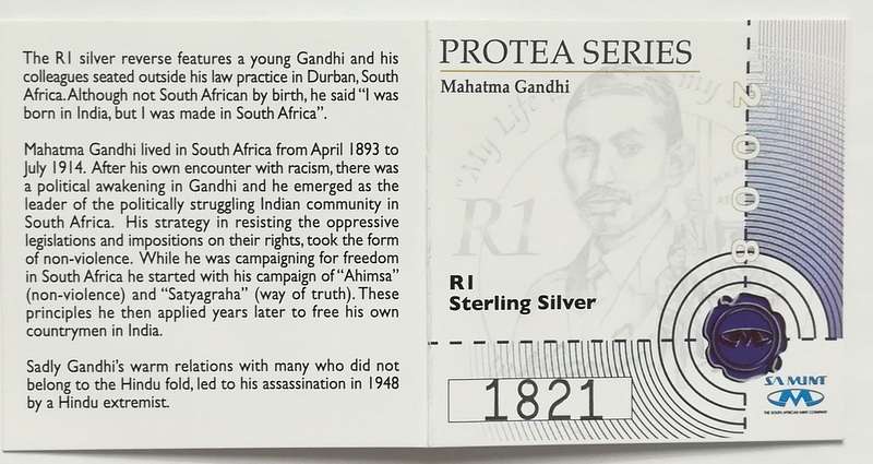 RSA 2007 PROOF SILVER 1 RAND *MAHATMA GANDHI*