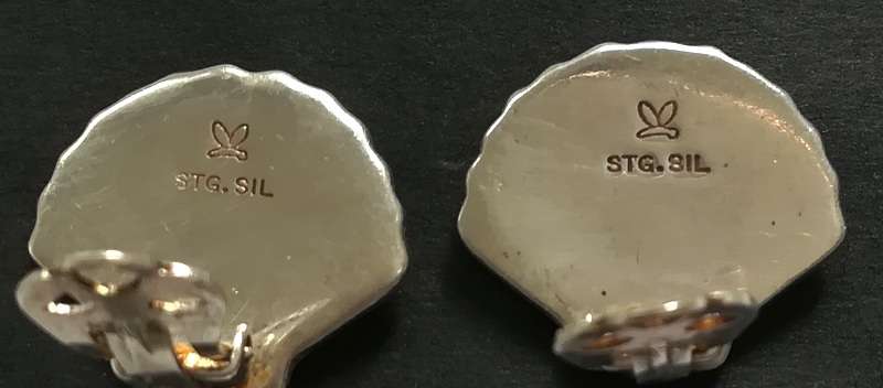 STERLING SILVER AND SHELL EARRINGS 15X18MM 5.8 GRAMS