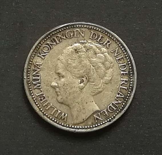 NETHERLANDS 1928 SILVER 25 CENTS