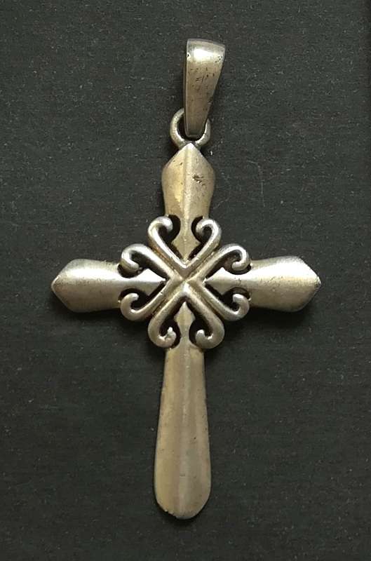 STERLING SILVER CROSS PENDANT  28 X 45MM 5.3 GRAMS