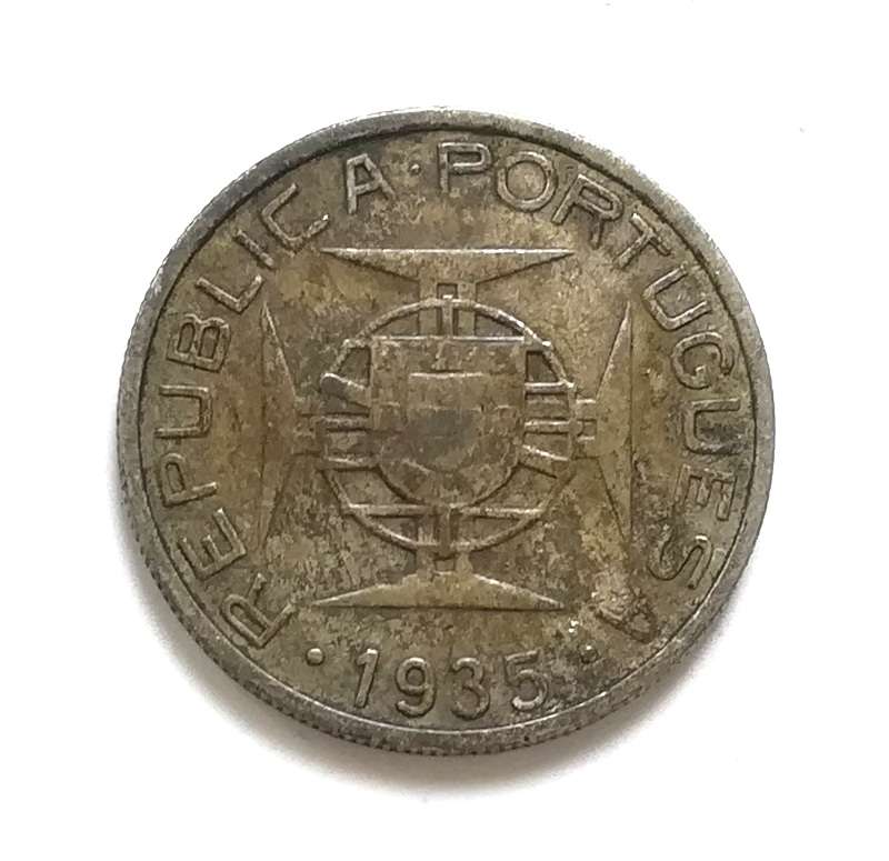 MOZAMBIQUE 1935 SILVER 5 ESCUDOS