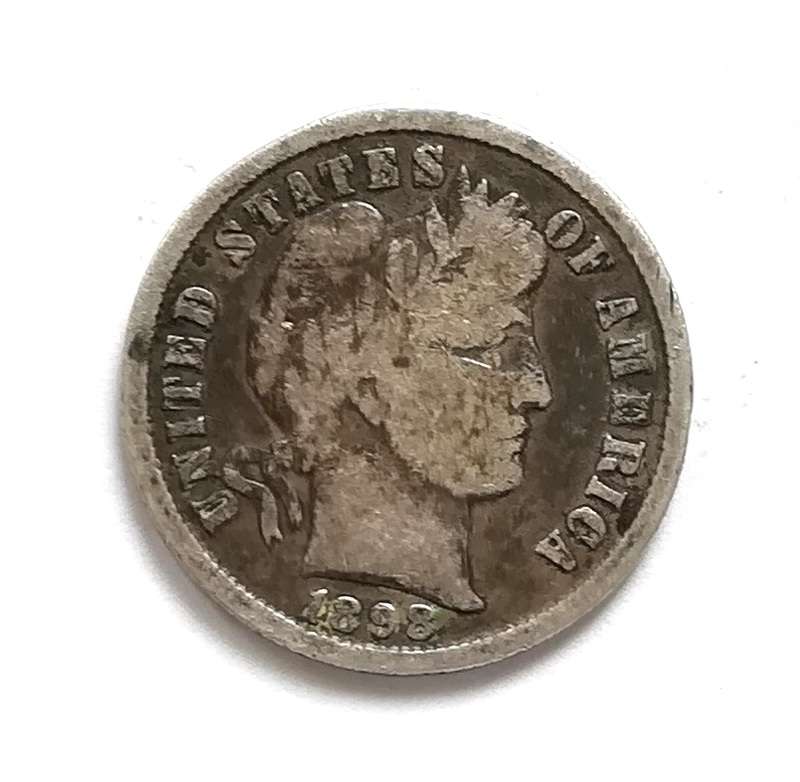 UNITED STATES 1898 SILVER BARBER DIME