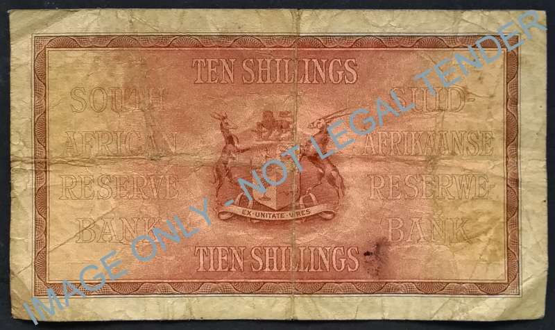J POSTMUS 1939 10 SHILLINGS **FILLER** NOTE E41