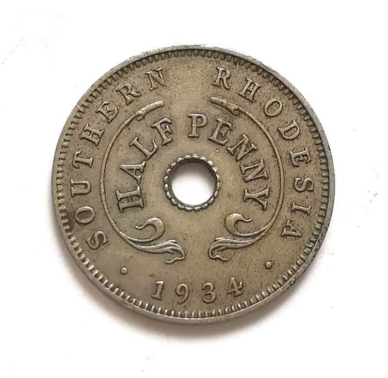 SOUTHERN RHODESIA 1934 HALF PENNY