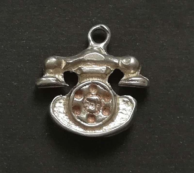 STERLING SILVER CHARM TELEPHONE 12X12MM 2.2 GRAMS